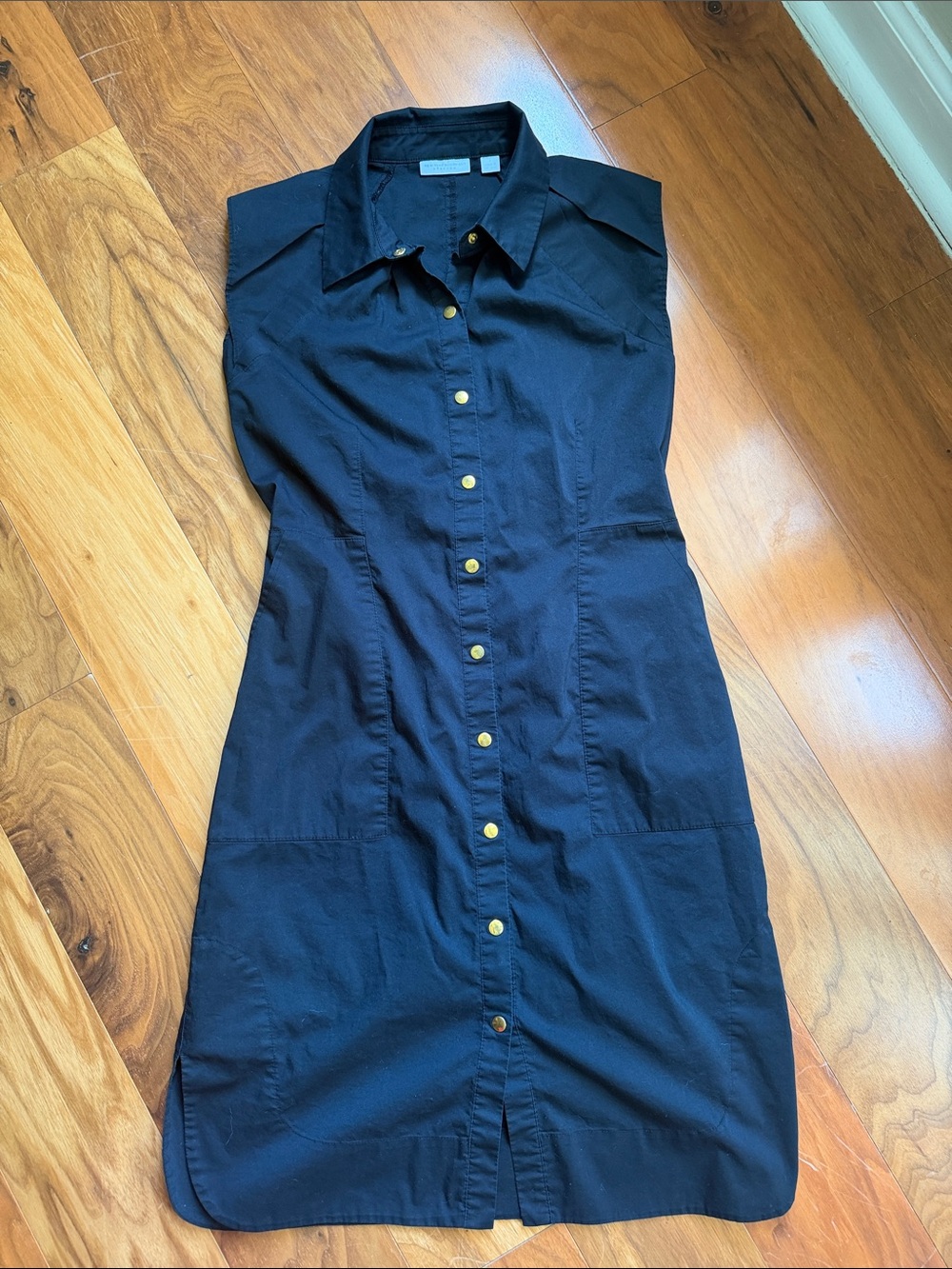 Sleeveless Black Button-Down Shirt Dress